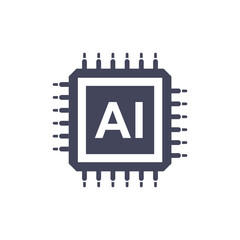 Artificial intelligence cpu icon in flat style. Microchip for AI generation vector illustration on isolated background. Prompt algorithm sign business concept.