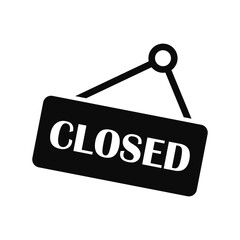 Sorry we are closed sign icon in flat style. Signboard vector illustration on isolated background. Welcome banner sign business concept.
