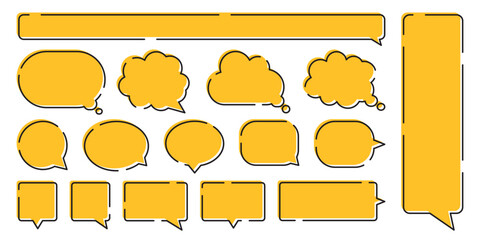 Obraz premium Speech bubble icon in flat style. Dialogue balloon vector illustration on isolated background. Popup chat banner sign business concept.