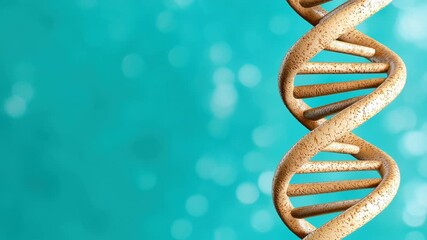 DNA helix structure genetic material molecular biology science background turquoise bokeh close up spiral shape biology concept medical research - Powered by Adobe