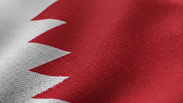 Bahrain national flag waving smoothly in the wind. High-quality animated background representing sovereignty, government, freedom, and Arab nation concepts.