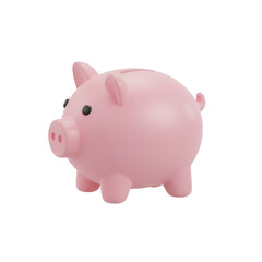 Obraz premium Pink Ceramic Piggy Bank with Coin Slot.