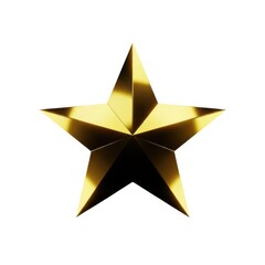 Obraz premium Golden star with shimmering highlights and shadow effect isolated on white