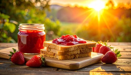 Strawberry Jam Delight - A Sunny Breakfast Scene.