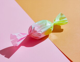 Colorful confectionery delight on a divided background, a sweet treat concept