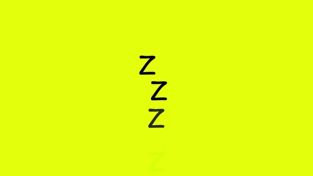 Small grey and black zzz symbols arranged diagonally on a green background sleep snoring. 4k video 

