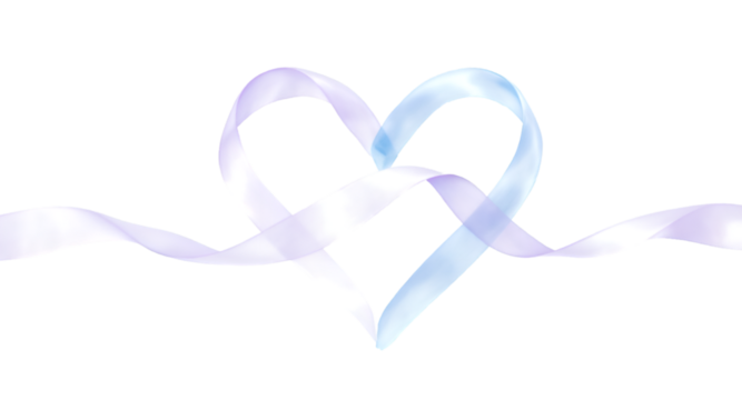 Light blue and purple ribbon heart isolated on transparent background - Powered by Adobe