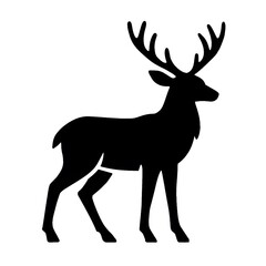 A wild deer silhouette vector illustration features a majestic reindeer with antlers in nature, capturing the artistic essence of a forest stag or elk for Christmas wildlife art