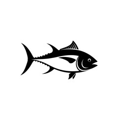 A simple blue fish vector illustration on a white background showing an underwater marine animal