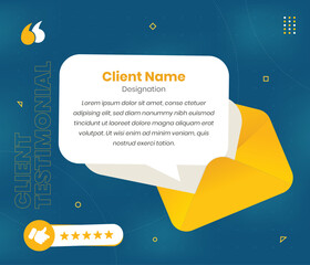Modern Envelope Style Customer Review and Client Testimonial Social Media Post Template