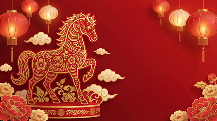 Celebrating the powerful red horse cultural festival decorations china digital art festive environment vibrant colors