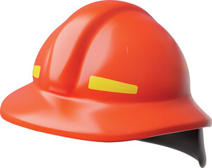 Fototapeta premium Red firefighter's helmet 3D vector icon, fireman protective rescuer helmet, firefighter gear safety headwear equipment