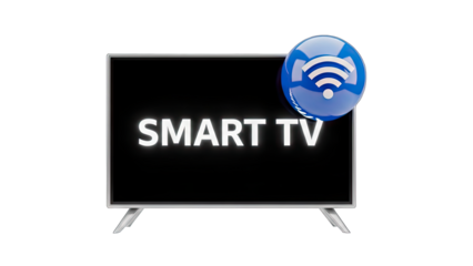 Smart TV with WiFi Icon, Isolated on White