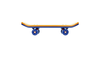 3D Bright Orange and Blue Skateboard Isolated on White on transparent background