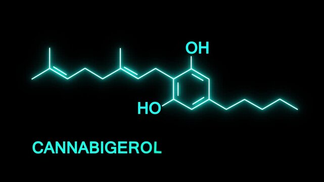 Cannabigerol chemical formula. Infographics animation.  4k video 
