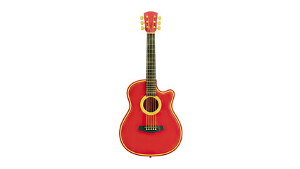 Fototapeta premium 3D Red Acoustic Guitar with Yellow Trim Isolated on transparent background