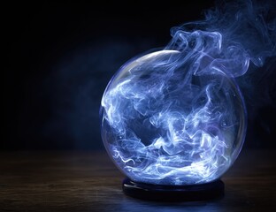 Mysterious orb with flowing smoke conceptual visual for insight
