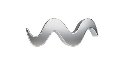 3D Silver wave logo symbol on transparent background
