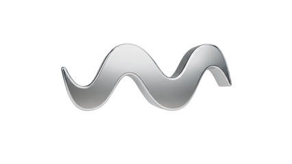 3D Silver wave logo symbol on transparent background