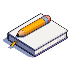 Notebook and pencil illustration concept for writing education and creativity