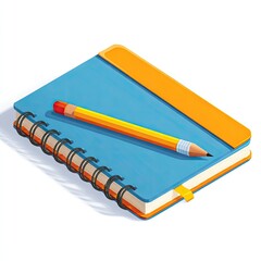 Notebook and pencil illustration creative writing and education concept