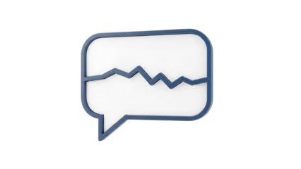 3D Speech bubble with graph line icon on transparent background