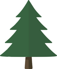 Fototapeta premium Simple green christmas tree with brown trunk on white background