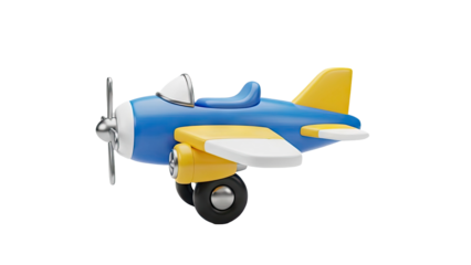 3D Toy airplane on transparent background