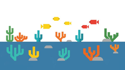 Vibrant underwater coral reef teeming with colorful fish, creating a lively marine ecosystem and beautiful aquatic scenery © Abhinaya Project