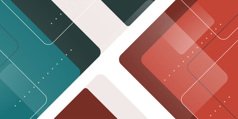 Abstract green and brown diagonal banner background. Simple colorful overlap papercut background element concept design.