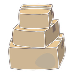 Stacked Sealed Cardboard Boxes Illustration