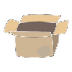 Open Cardboard Box With Flaps Illustration