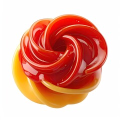 Twisted, colorful swirl of vibrant, glossy red and yellow liquid