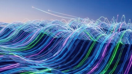 Futuristic abstract light trails illustrating digital data flow