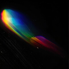 A vibrant spectrum of light, streak-like, emerging from darkness