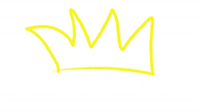Hand-drawing crown king queen doodle grunge circle highlights animation, marker with transparent background