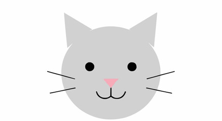 Minimalist Flat Design Cat Head Icon Isolated on White © DiyaZaal
