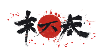 Traditional black ink Japanese calligraphy reading Happy New Year isolated on transparent background