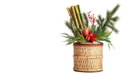 Traditional black ink Japanese calligraphy reading Happy New Year isolated on transparent background