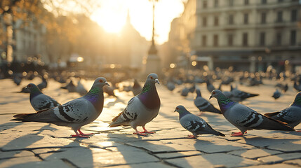 pigeons on the street