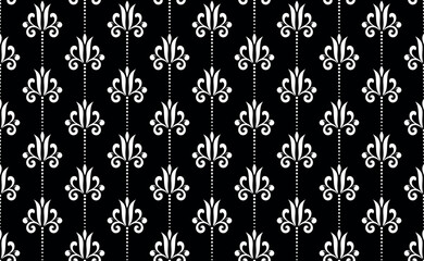 Flower geometric pattern. Seamless vector background. White and black ornament.