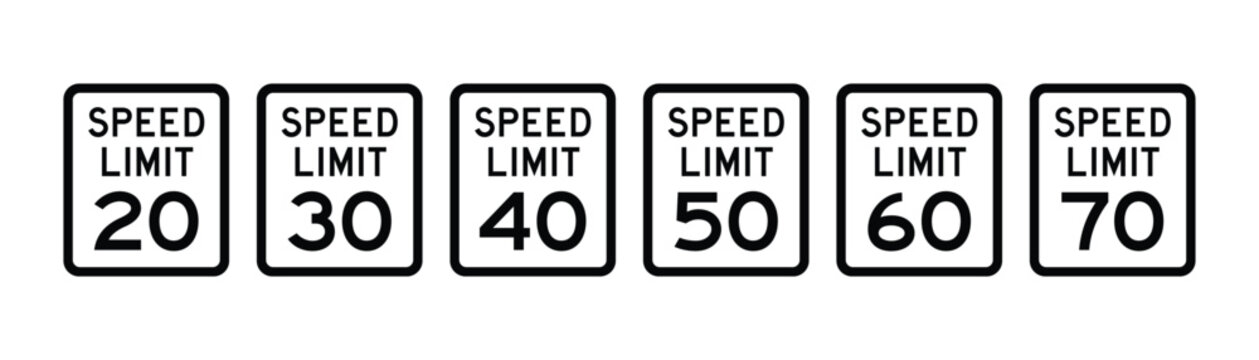 Speed Limit Sign Series from 5 to 70 MPH &ndash; High Quality Vectorial Road Sign Set