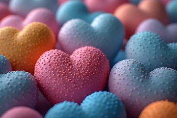 Modern Silicone Hearts Pastel Gradient Background with Matte Surface.