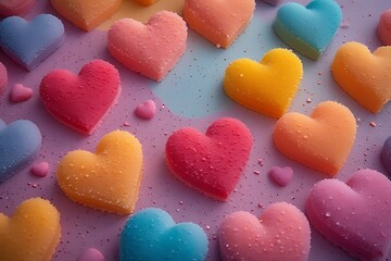 Modern Silicone Hearts Pastel Palette Studio Shot with Tactile Detail.