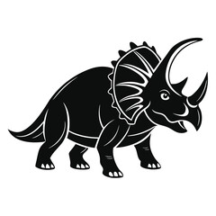 Fototapeta premium Black Silhouette of a Triceratops Dinosaur prehistoric