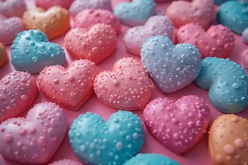 Modern Silicone Hearts High-Resolution Pastel Aesthetic Close-Up.