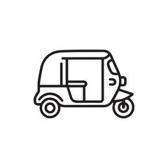 Naklejka premium Traditional Auto Rickshaw Line Icon for South Asian Urban Transport and City Commuting