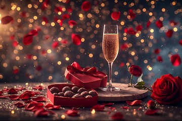 Valentine&rsquo;s Ultra‑8K Scene. Heart‑Shaped Chocolate Box on Marble Pedestal.