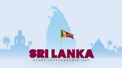 Happy Independence Day of Sri Lanka.  happy independence day isolated on blue background