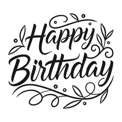 Happy Birthday Calligraphy with Flourishes illustration